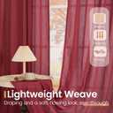 BGment Linen Burgundy Curtains 54 Inch Length for Short Window, Semi Sheer Drapes Lightweight Rustic Textured for Living Room Christmas Patry Decor Rod Pocket, 2 Panels Set, Each 42 Inch Wide