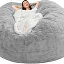 Halatua Bean Bag Sofa Cover (Light Gray, 6FT(D153*H65cm) ONLY Cover)