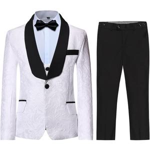 SWOTGdoby Boys 3 Pieces Suit Slim Fit Jacquard Tuxedo Formal Shawl Collar Jacket Vest Pants Ring Bearer Outfit Wedding Prom, Size 150