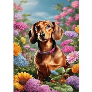 Dachshund 1000 Piece Puzzle Perfect Puzzle for Adults, Flower and Dog Art Fun Indoor Activity Beautiful Gifts, Beautiful Decoration 20x28in