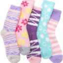 Fuzzy Slipper Socks Thick Fluffy Warm Winter Cozy Plush Soft Sleep Home Socks for Women Men (M)