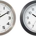 La Crosse Technology WT-3161WH-INT 16 Inch Stainless Steel Atomic Clock-White Dial, 16", Metal Frame & WT-3129B 12 Inch Atomic Analog Wall Clock, Pack of 1, Black