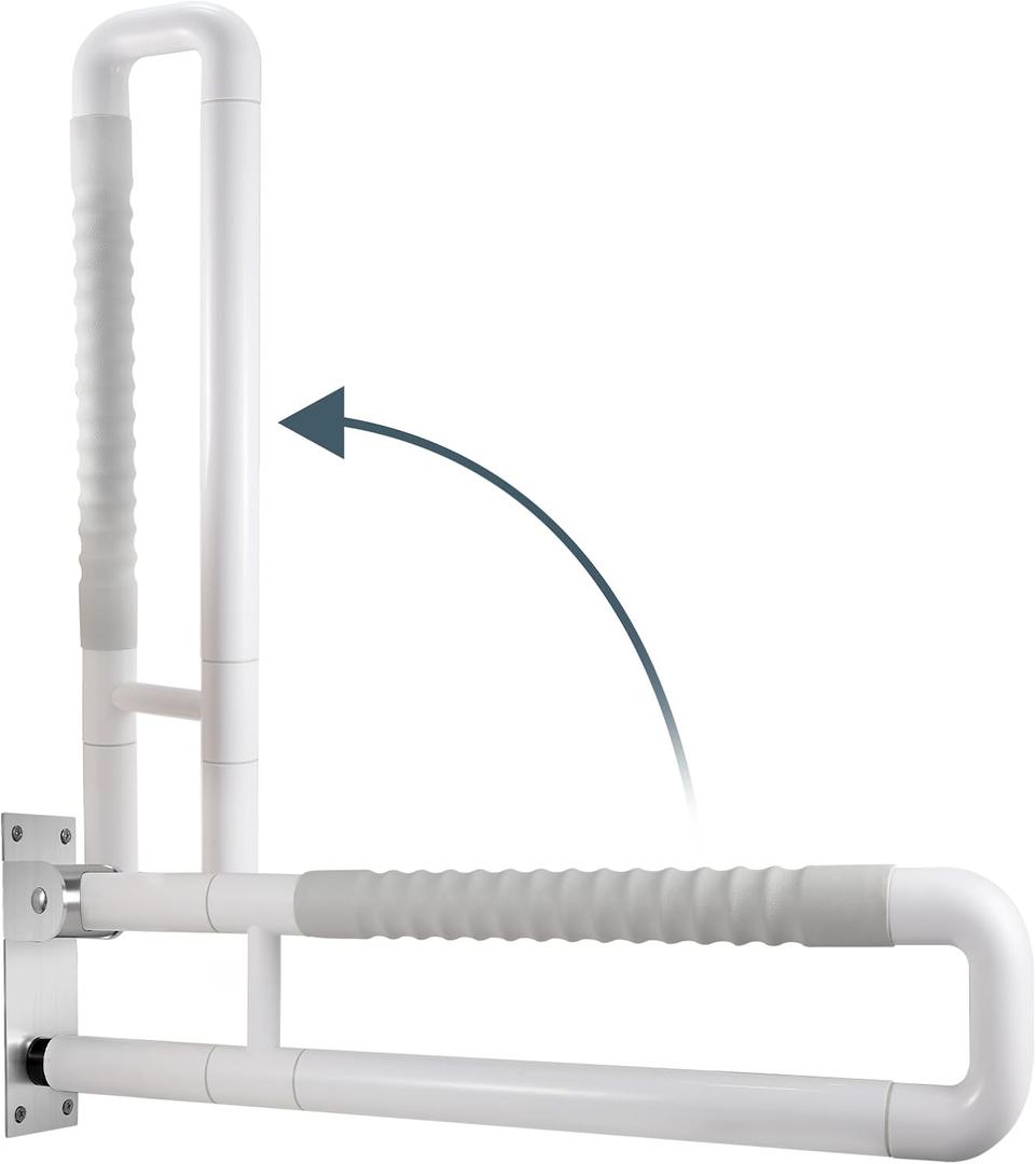 WochiTV Flip up Grab Bar 24.4 Inch Handicap Grab Bars Wall Mounted Toilet Handrail Anti Slip Bathroom Safety Bar for Senior Elderly Pregnant Aid