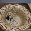 Bamboo Large Plug in Pendant Light with 14ft Handmade Woven Light Cord, Dimmable Switch, Rustic Basket Hanging Lamp for Bedroom Kitchen Island Farmhouse Dining Room Living Room,17.8 inch Width