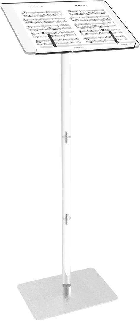 KSacry Small Acrylic Podium Stand, Clear Lecterns & Pulpits for Classroom, Concert, Churches, Speech, Easy Assembly, Metal Base, Large