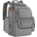 Mancro Diaper Bag Backpack, Multifunctional Baby Diaper Bag Backpack For Men Women with Stroller Straps, Travel Water Resistant Baby Diaper Backpack with 2 Side Insulated Pockets, White Grey (Large)