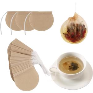 400pcs Loose Leaf Tea Empty Tea Bags - Round Natural Disposable Tea Filter Bags, Unbleached Paper Drawstring Tea & Coffee Brewing & Soup Bags (3.35'')