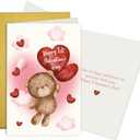 Cute Bear Baby First Valentine's Day Card, Happy 1st Valentine's Day for Baby Boy & Girl, Lovely Infant Valentines Cards, Lots of Hugs and Kisses To Precious Little You