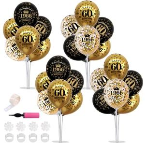 TONIFUL 4 Set 60th Birthday Decorations 1966 Balloon Centerpiece for Table, Black Gold Balloon Stand Kit, Perfect for celebrating born in 1966,Cheers to 60 Years Birthday for Men and Women