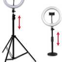 Gator Frameworks Set with (2) 10"" LED Ring Lights with Height-Adjustable Stands and Universal Phone Holders, (GFW-RINGLIGHTSET)