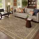 Dadasgk Floral Washable 5x7 Rug, Gold Brown Area Rugs for Living Room, Non Slip Boho Dining Room Rug Under Table, Botanical Ultra Thin Floor Carpet for Bedroom Home Office