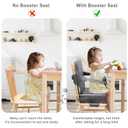 Toddler Booster Seat for Dining Table, Non-Slip Kitchen Chair Booster Seat with Backrest and Adjustable Straps, Portable PU Waterproof Travel Baby Booster Increasing Cushion