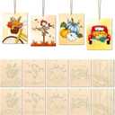 10PCS Large Halloween Unfinished Wood Crafts,Predrilled Wooden Ornaments for Painting,Ghost Witch Bats Designs,Paintable Wood Slices Craft Supplies with Ropes (Autumn)