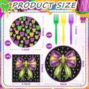 Havawish 96 Pcs Mardi Gras Party Supply Coquette Mardi Gras Plates and Napkins Gold Purple Bow Disposable Paper Plates Carnival Party Decoration for Birthday Baby Shower Tableware for 24 Guests