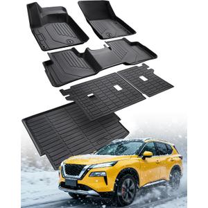 Floor Mats for Nissan Rogue 2026 2025 2024 2023 2022 2021 Accessories, All Weather Protection Heavy Duty Car Floor Liners, Full Coverage TPE Rubber Cargo Mats with Backrest Protectors (Not for Sport)
