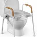 Raised Toilet Seat with Handles - Unobstructed Front Design Toilet Seat Riser for Seniors - Adjustable Height Elevated Toilet Seat for Elderly, Handicap, Fit Any Toilet, 350lbs