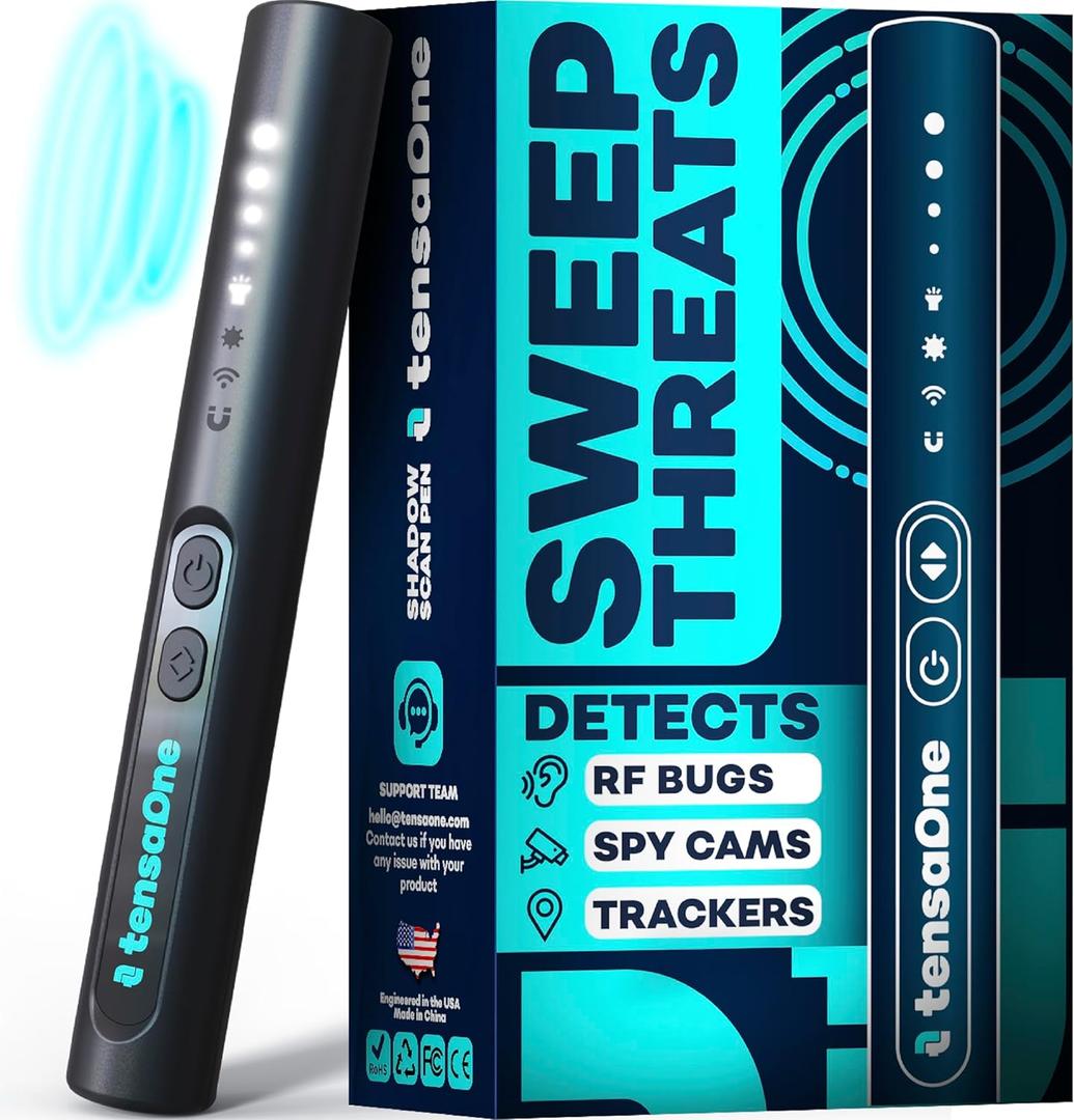 TensaOne Hidden Camera Detectors – Mini Security Device for Audio Video Wireless Threats, Hotel Safety, Home Privacy and GPS Tracker Detection, Pen RF Spy Cam Voice Recorder Bug Finder for Travelers