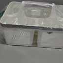 BYUNER Plastic Shower Caddy Dorm: Portable Bathroom Caddy Organizer with Handle and Holes, Cleaning Basket, Hard Shower Basket Storage Tote for Toiletry, College Dorm Room Essentials White/ Silver