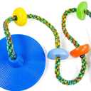 Tree Swing for Kids,Climbing Rope with Platforms,Disc Swing Seat Set Outdoor Playground Accessories for Kids, 4ft Tree Strap