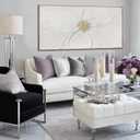 Hand-Painted Floral Wall Art White Gold Petals Living Room 24x48 Inch