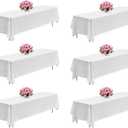VEVOR White Tablecloths for Rectangle Tables, 6 Pack, 90 x 132 Inches, Reusable and Machine Washable Table Clothes, Wrinkle-Resistant Polyester Fabric Table Covers for Wedding, Party, Banquet