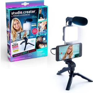 Canal Toys New Studio Creator Podcast & Vlogging Kit  Record Your own podcasts and Vlogs Like Your Favorite influencers! Fold-up Tripod, LED Light & Microphone. Ages 8+
