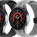 MoKo Bands Compatible with Samsung Galaxy Watch 6/ 5/ 4 40mm 44mm/ Watch 6 Classic 43mm 47mm/ Watch 5 Pro 45mm/ Watch 4 Classic 42mm 46mm, Magnetic D-Buckle Replacement Silicone Strap, 2Pack B