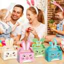 Skyygemm 50 Pcs Easter Treat Boxes Bunny Favor Boxes with Handle Rabbit Shape Basket Candy Cookies Case for Home Easter Party Favor Decorations Supplies