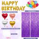 77Pcs Purple Happy Birthday Party Decorations Kit, Happy Birthday Banner, Purple Streamers Tinsel Curtain Backdrop, 4 Colors Foil Heart Balloon with 50Pcs Colorful Balloons Party Decor for Girls Women