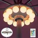 BIGMONAT Patio Umbrella Light Outdoor with RF Remote Controll/Hanging Lights of 12 Colors Changing/Battery Pole Light for Table Umbrella,200Lumens Eye-Care/Brightness Dimmable and Timer Setting (Bronze-Milky Bulb)