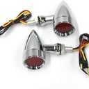 Red CNC Motorcycle Bullet LED Turn Signal Lights Blinker Indicator Front Rear Tail Light Compatible with Harley Honda Yamaha Suzuki