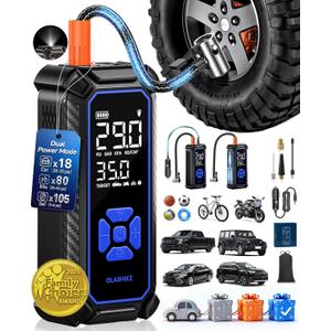 OlarHike Cordless Tire Inflator Portable Air Compressor, 150PSI Dual Power - 6000mAh & 12V DC, Air Pump for Car Tires, Motorcycle, Bicycle, Electric Pump with LED Light & Digital Pressure Gauge
