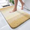 OLANLY Small Bathroom Rugs Mat 24x16, Extra Soft Absorbent Microfiber Bath Rugs, Rubber Backing, Quick Dry, Washable Bath Mats for Bathroom Floor, Tub and Shower, Home Decor Accessories, Light Yellow
