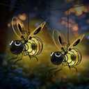 2 Pack Solar Lanterns, Bee Solar Garden Lights Outdoor Waterproof Hanging Lantern for Garden Patio Yard Pathway Christmas Decor