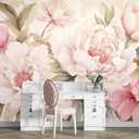 Pink Floral Wallpaper Mural Peel and Stick for Girl Bedroom 82"x57" | Large Peony Flower Self Adhesive Wall Mural for Living Room