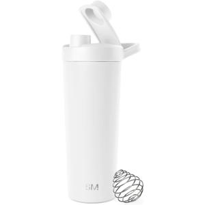 Simple Modern Stainless Steel Shaker Bottle with Ball 24oz | Metal Insulated Cup for Protein Mixes, Shakes and Pre Workout | Rally Collection | Winter White