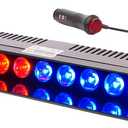 Red Blue Led Strobe Flash Light Emergency Warning 12-Led Sucker Dashboard Interior Roof Windshield Dash Safe Caution Hazard Light with Suction Cups for Car Vehicle Boat SUV Firemen Fog DC 12V