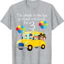 The Wheels On The Bus 3rd Birthday 3 Years Old Yellow Bus T-Shirt, 2T