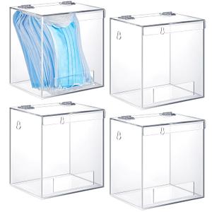 Kathfly 4 Pcs Acrylic Dispenser Wall Mount 6.9 x 6.7 x 5 Inch Beard Net Hair Net Holder Clear Acrylic Holder for Shoe Cover Glove