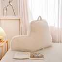 Aimuan Reading Pillow Bed Rest Wedge Adult Backrest Pillow with Arms Sitting in Bed Cushion Incline Rest Sleeping Pillow for Watching TV/Gaming/Relaxing, Ivory, Standard