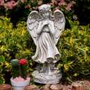 Garden Angel Figurines, Light Up Praying Angel Statues Outdoor Statue with Solar LED Lights for Patio, Lawn, Cemetary Grave Decoration, Sympathy Gift, 16.9" H