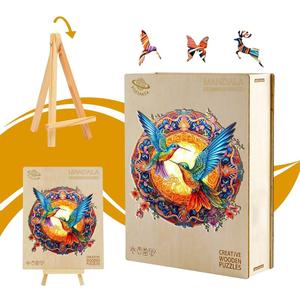 Jigfoxy Wooden Puzzles for Adults, Hummingbird Wooden Jigsaw Puzzles, Unique Animal Shape Puzzles, Christmas Thanksgiving Gifts for Family Friend(S7.9 * 7.9in100psc)