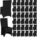 Tudomro 50 Pcs Spandex Stretch Chair Covers for Wedding Banquet,Black
