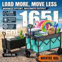 Navatiee 330Lbs Collapsible Folding Wagon, Beach Wagon Cart Heavy Duty Foldable with Big Wheels, Utility Grocery Wagon with 165L Large Capacity for Camping Garden Sports, Light Blue