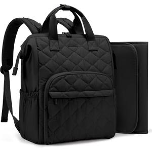 LOVEVOOK Small Diaper Bag Backpack, Mini Baby Bag for Girl Boy with Changing Pad, Diaper Backpack for Mom Dad with Stroller Buckles, Black