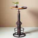 Industrial Bar Table Swivel Round Wooden Top Height Adjustable 38.6-44.4inch Vintage Kitchen Dining Chair Coffee Table Hydrant Design Bistro Table (Copper)