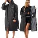 VELOROBE Waterproof Swim Parka with Sherpa Liner – Oversized Hooded Surf Poncho, Changing Robe for Men & Women, Warm Jacket for Swimming, Outdoor Sports, L/XL