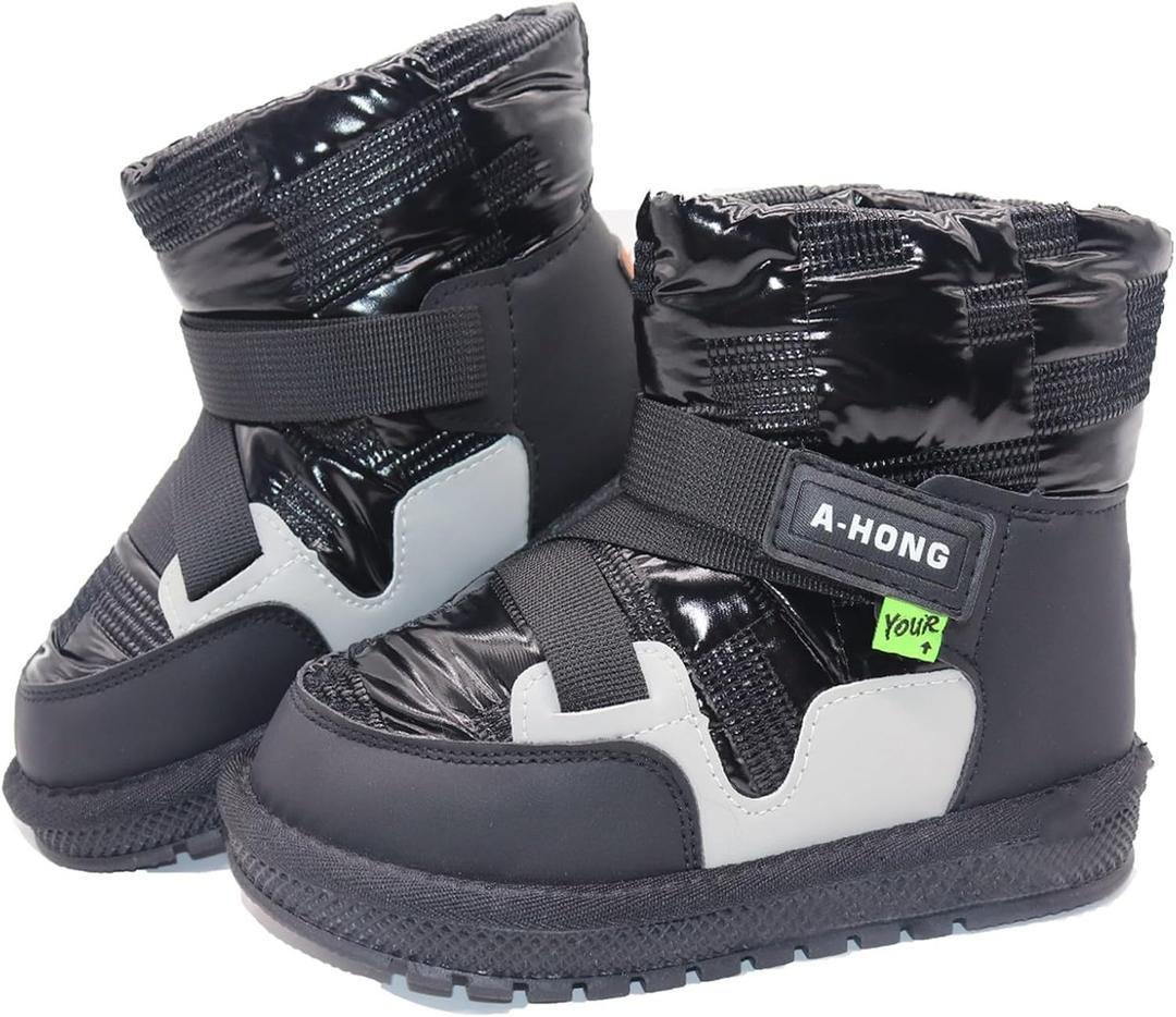 Girl's Boots Kids Glitter Snow Boots Durability Slip Resistant Outdoor Ankle Boots(Toddler/Little Kids) (Ablack), 13