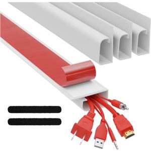 J Channel Cable Raceway Kit  Computer Desk Cable Management System  4x16'' White Under Table Cable Management Trays for Office and Home