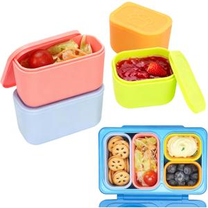 Dip Containers for OmieBox UP bento Box, 4 Pack Leakproof Salad Dressing Container To Go, Condiment Containers with Lids - Food Safe Silicone - 4.5 & 9 ounces (XL Dip Containers - Four Colors)